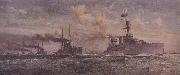 Charles Dixon HMS Cardiff leading the surren-dered German Fleet into the Firth of Forth oil painting picture wholesale